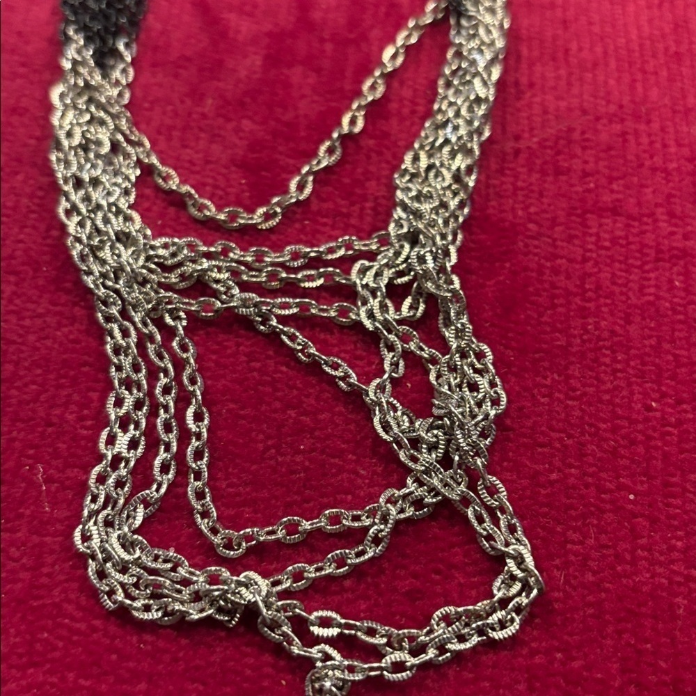 Chicos Silver and Black Layered Chain Necklace - Picture 2 of 3